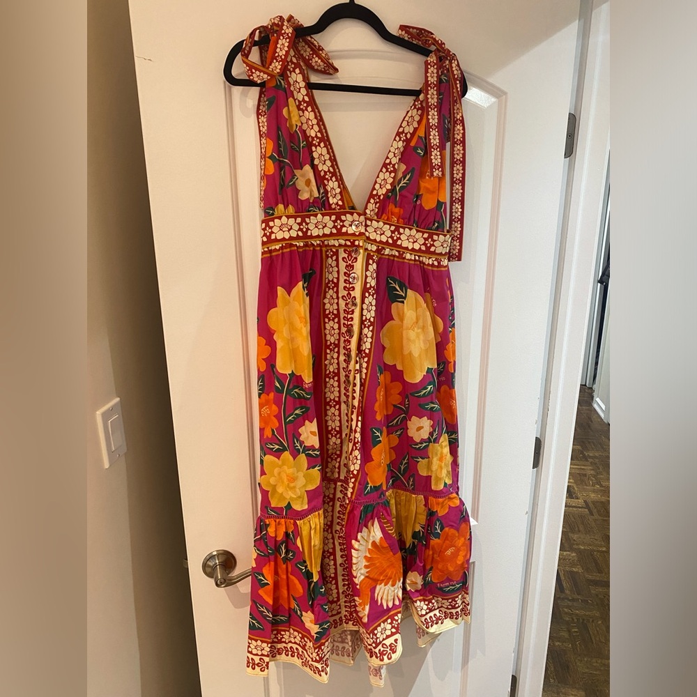 FARM Rio Flower Tapestry Midi Dress - Size L